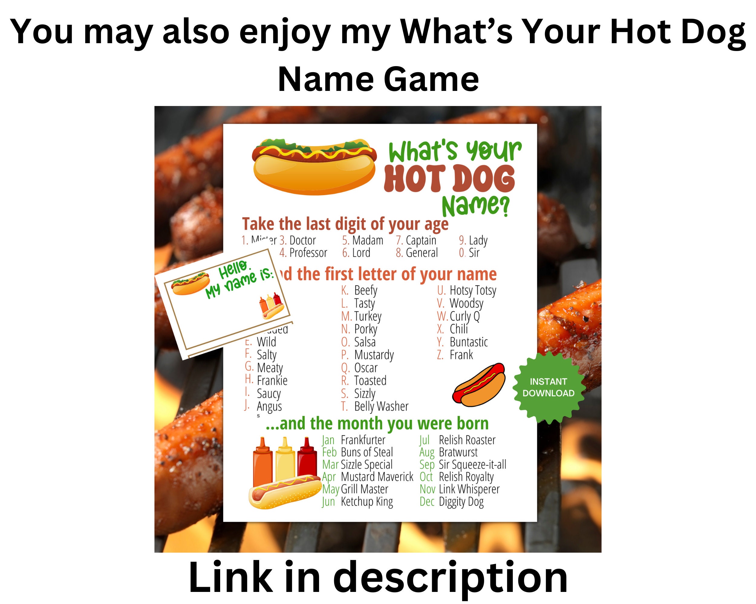 Hot Dog Trivia Game, Printable Hot Dog Game for Kids & Adults, BBQ Baby ...