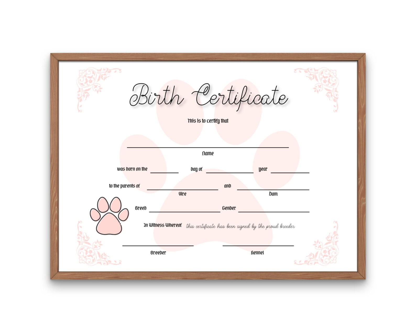 Editable Puppy Birth Certificate, Dog Birth Certificate, Breeder Forms ...