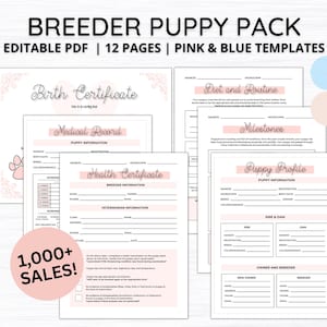 Fillable Breeder Puppy Pack, Dog Breeder Records, Best Selling Dog Breeder Forms, Puppy Vaccination, Dog Vaccination, Editable PDF D001