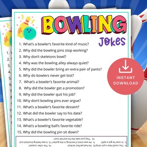 Bowling Jokes for Kids, Printable Bowling Game for Kids & Adults ...