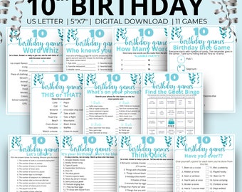 10th Birthday Party Games Aqua, Born in 2016 Game Bundle, Tenth Birthday Games, Tween Activities for a 10-Year-Old Girl's Birthday Gift