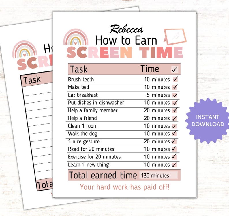 Screen Timetable Editable Screen Time Checklist, Screen Time Schedule, Screen Time ...