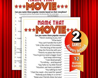 Name That Movie, Famous Movie Quotes Trivia Game, Film Storyline Quiz, Iconic Movie Lines, Family Game Night, Pub Game,Award Ceremony Party