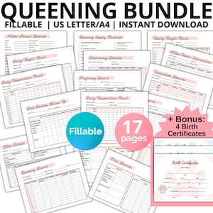 Cat Queening-records bewerkbaar, formulieren kattenfokker, kitten Queening-kaart, nestrecords, bundel geboorteakte Kitty, geboorteakten Kittn