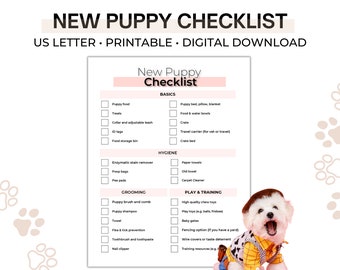 New Puppy Checklist, Preparing for a new puppy - Editable PDF D001
