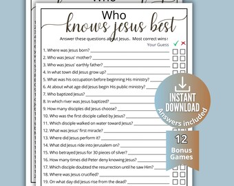 Who knows Jesus Best Games, How well do you know Jesus, Bible Trivia for kids, teens adults, Sunday School Bible Quiz, Church Lesson BB1