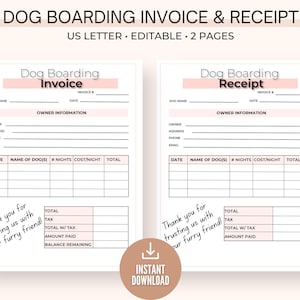 Factuur hondenpension, ontvangstbewijs honden - bewerkbare pdf D001