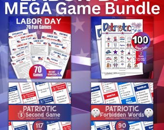 Labor Day Game Bundle,Mega Labor Day Trivia,Patriotic Bingo,President Trivia Classroom Games,Labor Day BBQ,American Songs,Patriotic 5 Second