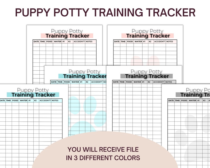 Puppy Potty Training Tracker Printable PDF D01 (Instant Download) Etsy