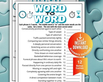 Pop Culture Word Puzzle,Word Trivia Game,Brainteaser Quiz,Printable Game for Teens & Adults,Family Game Night,Senior Center Office Party Fun
