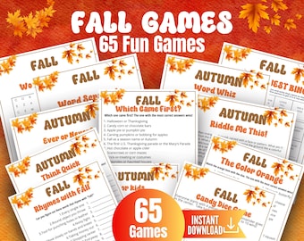 Fall Game Bundle, Autumn Trivia Games, 65 Fun Printable Games for adults and kids, Fall Games & Activities. Apple Pumpkin Games,Office Games