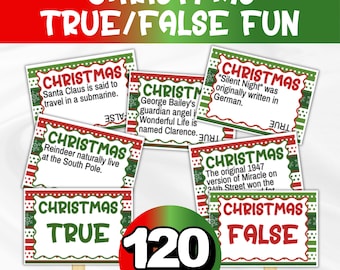 Christmas True False, Christmas Trivia Games, Xmas Movie Trivia Game For Kids Teens & Adults, Christmas Group Fun, Funny Game for Kids