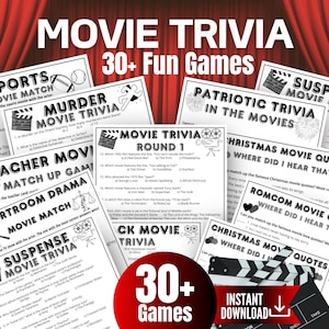 Film-Trivia-Spiel-Bundle, Filmgenre-Quizparty, Silver Screen-Filmzitate-Trivia, Familienspielabend, Familienfilmnacht, Preisverleihungsfeier