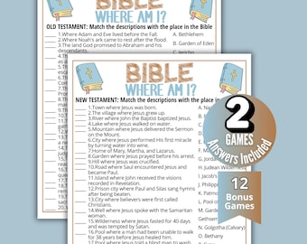 Bible Where Am I Games, Bible Trivia for kids, teens adults,Sunday School Bible Quiz,Old & New Testament Guessing Activity,Church Lesson BB1