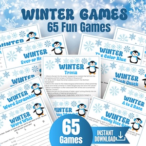 Winter Trivia Game Bundle, 65 Winter Solstice Holiday Games,Winter Party Game, Christmas Family Game,Wintertime Printable,Snow day activity