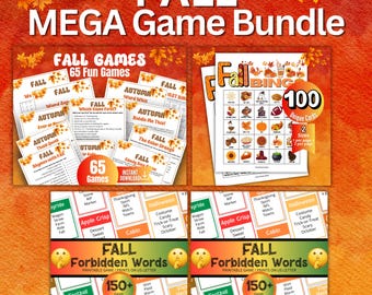Fall Game Bundle, Autumn Trivia Games, Printable Games for adults teens kids Seniors, Fall 5 Second Game & Bingo Cards, Apple Pumpkin Games