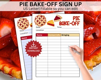 Pie Bake-Off SignUp Sheet,Christmas Baking Exchange Potluck,Christmas Pie Swap, Pie Baking Contest,Church Office Gift Exchange Fundraiser