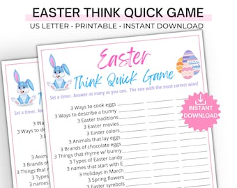 Easter Thnk Quick Game, Teen Easter Party Game, Easter Icebreaker Printable, Easter Group Game, Church Social Game, Instant Download