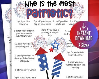Who is the most Patriotic, July 4th Game, Labor Day Trivia Game, Presidents Day Party Game, Game for kids & adults, Office Party
