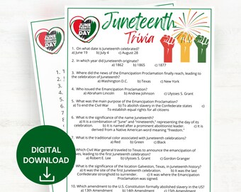 Juneteenth Trivia Game, Juneteenth Game, Classroom Activities, Juneteenth Game for Kids & Adults, Juneteenth Party Idea, Ideas for Teachers