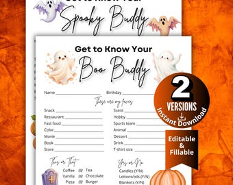 Halloween Boo Buddy Wish List,Editable Coworker Spooky Buddy Questions,All About Me Questionnaire, Employee Appreciation,Gift Treat Exchange