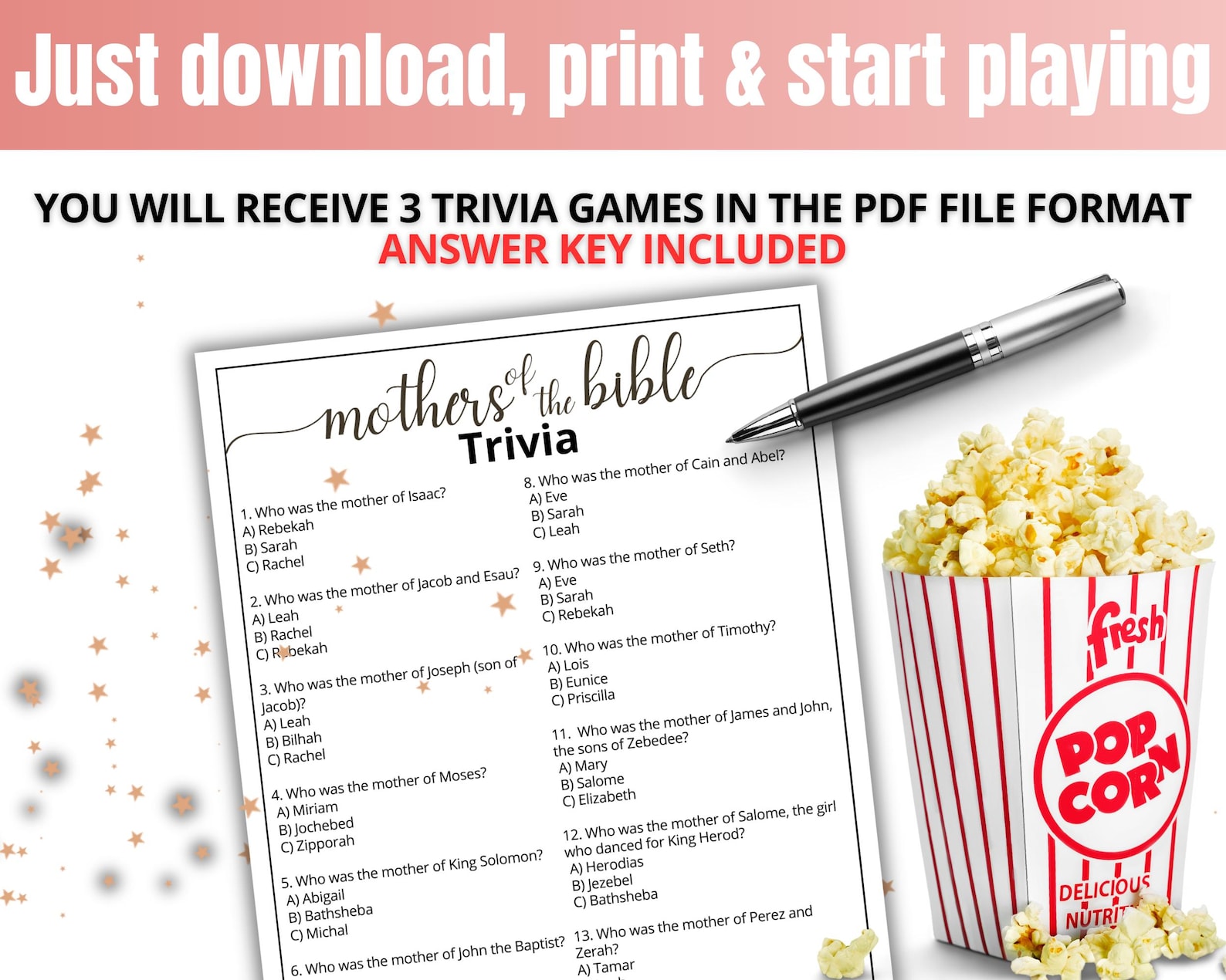 Mothers of the Bible Game,mother's Day Bible Trivia for Kids,teens ...