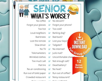 Senior Pop Culture Quiz,Senior Which is Worse Game,Printable Fun Game for Boomers,Senior Memory Brain Game, Older Adult Conversation Startsd