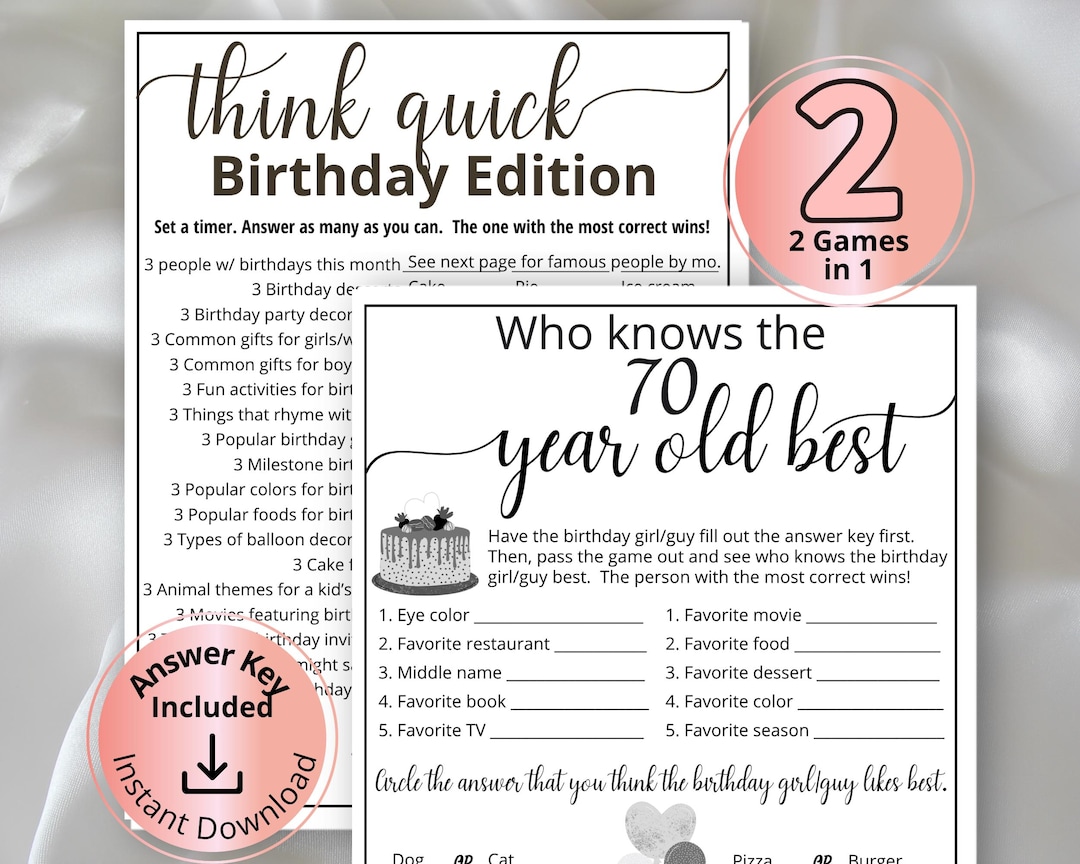 Who Knows the 70 Year Old Best + Think Quick-2 Game Bundle, Born in ...
