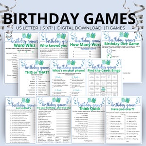 Birthday Party Games for him or her, 11 Birthday Game Bundle, Tween Birthday Games Gift for boys and Girls, Teen Activities for a Birthday