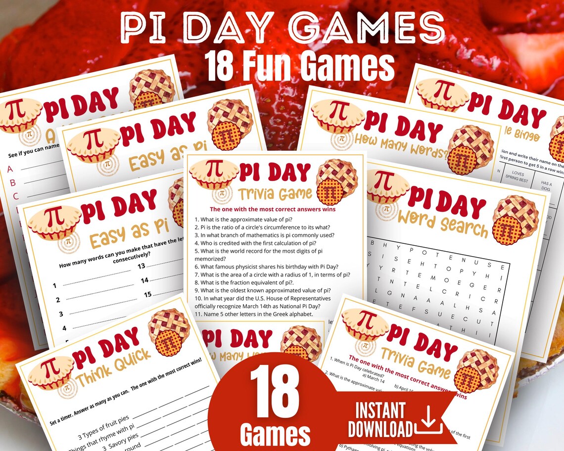 Pi Day Trivia Bundle,printable Pi Day Games for Kids and Adults ...