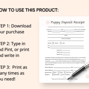 Puppy Deposit Receipt, Dog Breeder Forms, Best Selling Puppy Deposit ...