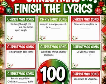 Christmas Finish the Lyrics, Name That Christmas Song, Xmas Carol Trivia Game For Kids Teens & Adults, Christmas Music Fun, Senior Center