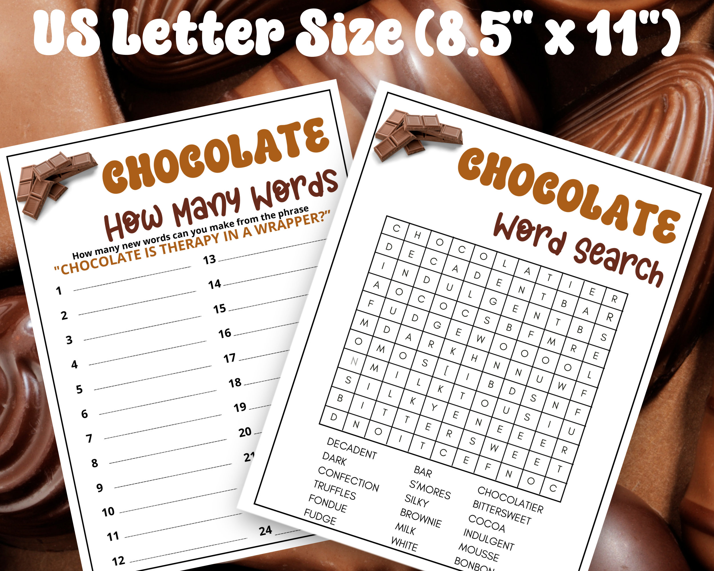 Chocolate Game Bundle, 8 Games, Valentine's Day Game, Galentine's Games