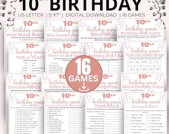 10th Birthday Party Games, Born in 2016 Game Bundle, Best Selling Tenth Birthday Games, Tween Activities for a 10-Year-Old Girl's Birthday