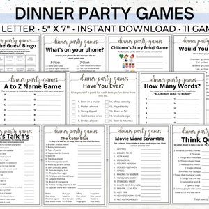 Dinner Party Game Bundle, Dinner Table Group Icebreaker Games, Dinner Party bedankje, gespreksstarters, spelideeën voor werkfeesten