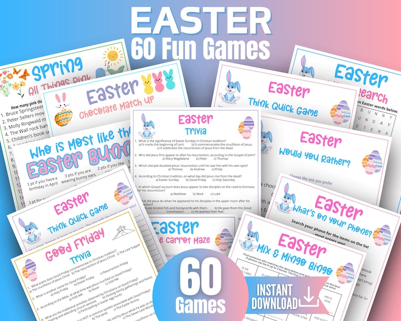 Easter Game Bundle, Holy Week Trivia Games,Spring Easter Trivia Quiz,Palm Sunday Celebration,Good Friday Activity,Sunday School Easter Games image 1