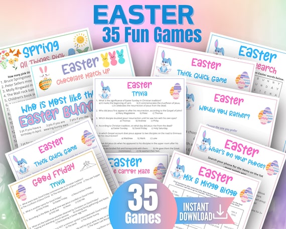 Easter Game Bundle, Holy Week Trivia Games,Spring Easter Trivia Quiz,Palm Sunday Celebration,Good Friday Activity,Sunday School Easter Games