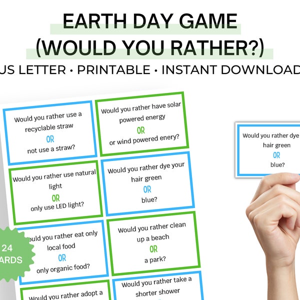 Earth Day Would You Rather Game, Earth Day Activity, Classroom Activity -  Printable PDF