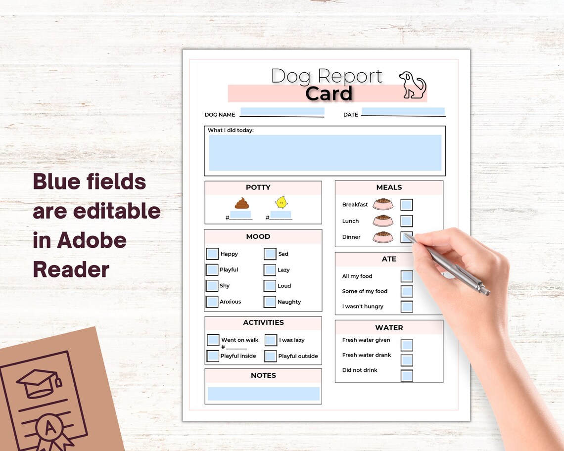 Dog Report Card Pet Sitter Forms Dog Walking Report Card - Etsy