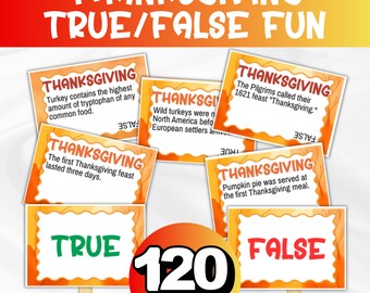 Thanksgiving True False Game, That Thanksgiving Trivia, Fall Trivia Game For Kids Teens & Adults, Thanksgiving Group Fun,Friendsgiving Games