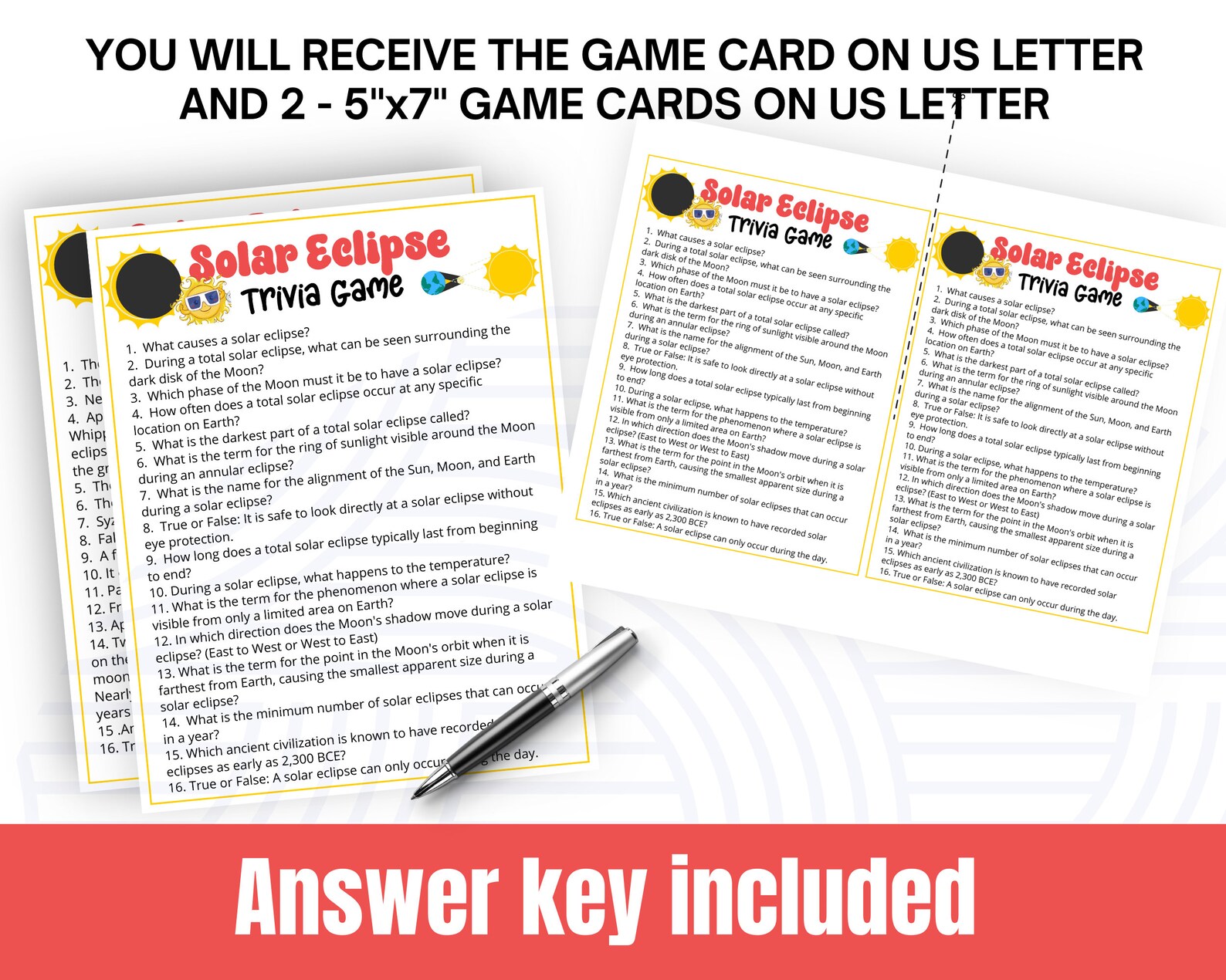 Solar Eclipse Trivia Game, Classroom Activity for Solar Eclipses, Science Teacher Earth Science