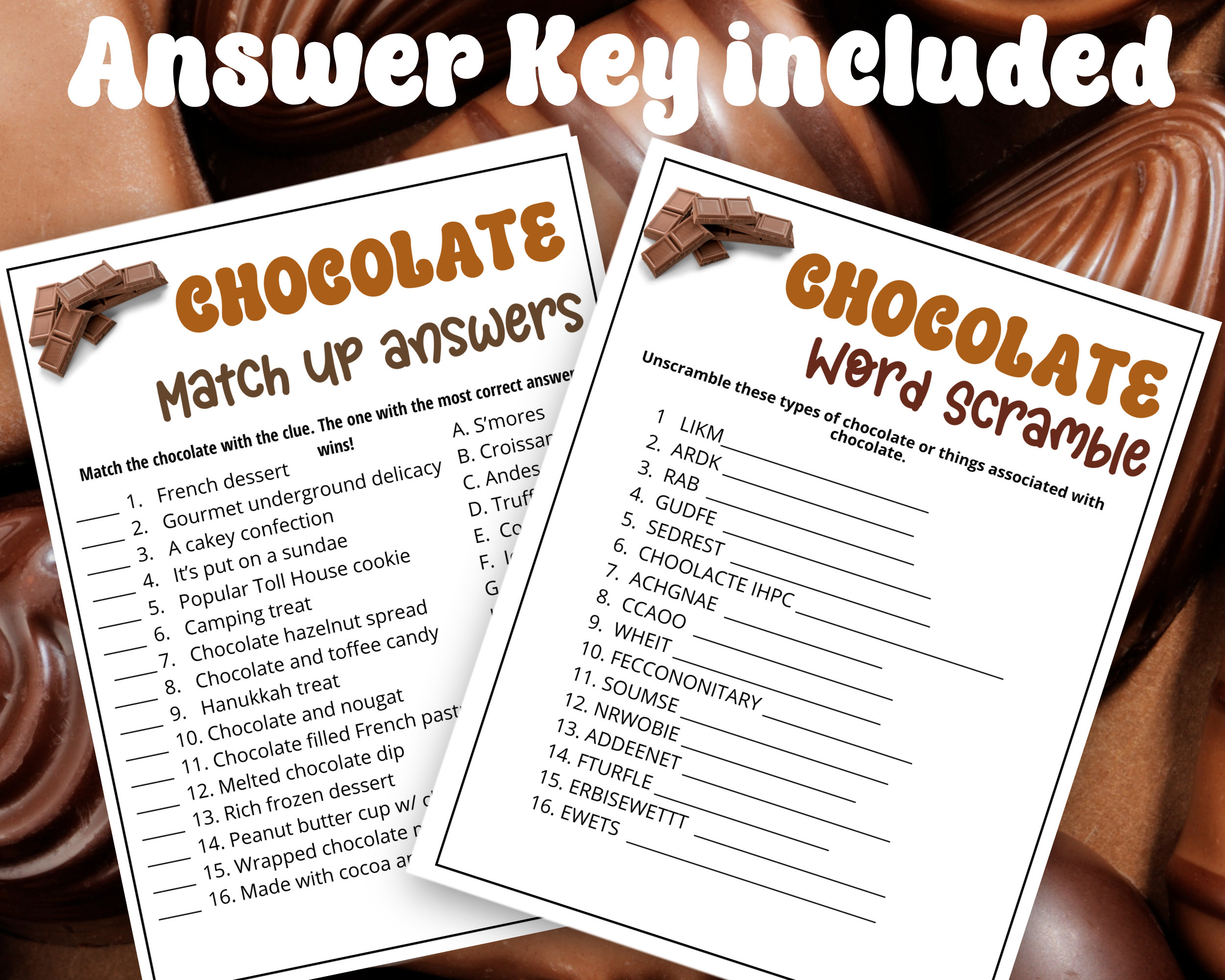 Chocolate Game Bundle, 8 Games, Valentine's Day Game, Galentine's Games