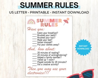 Summer Rules Printable - Printable PDF