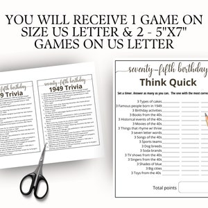 75th Birthday Party Games, Born in 1949 Game, 1949 Birthday Games, 75th Birthday Games,75th Birthday Gift Ideas image 3