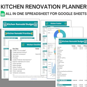 Kitchen Renovation Budget, Home Renovation Organizer, Remodel Tracker, Renovation Spreadsheet - Use in Google Sheets