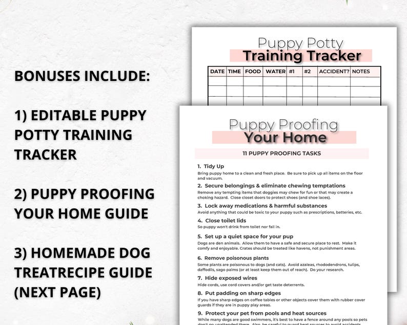 Dog Training Cheat Sheets, Best Selling Dog Training Handbook,Puppy Training for new Puppy & Dog owners,Dog training potty log,Printable PDF image 5