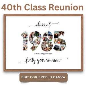 EDITABLE Custom 40th Class Reunion Sign, 40th Reunion Photo Collage, 1985 Photo Collage, 40 Year Reunion Personalized, Custom Picture Board