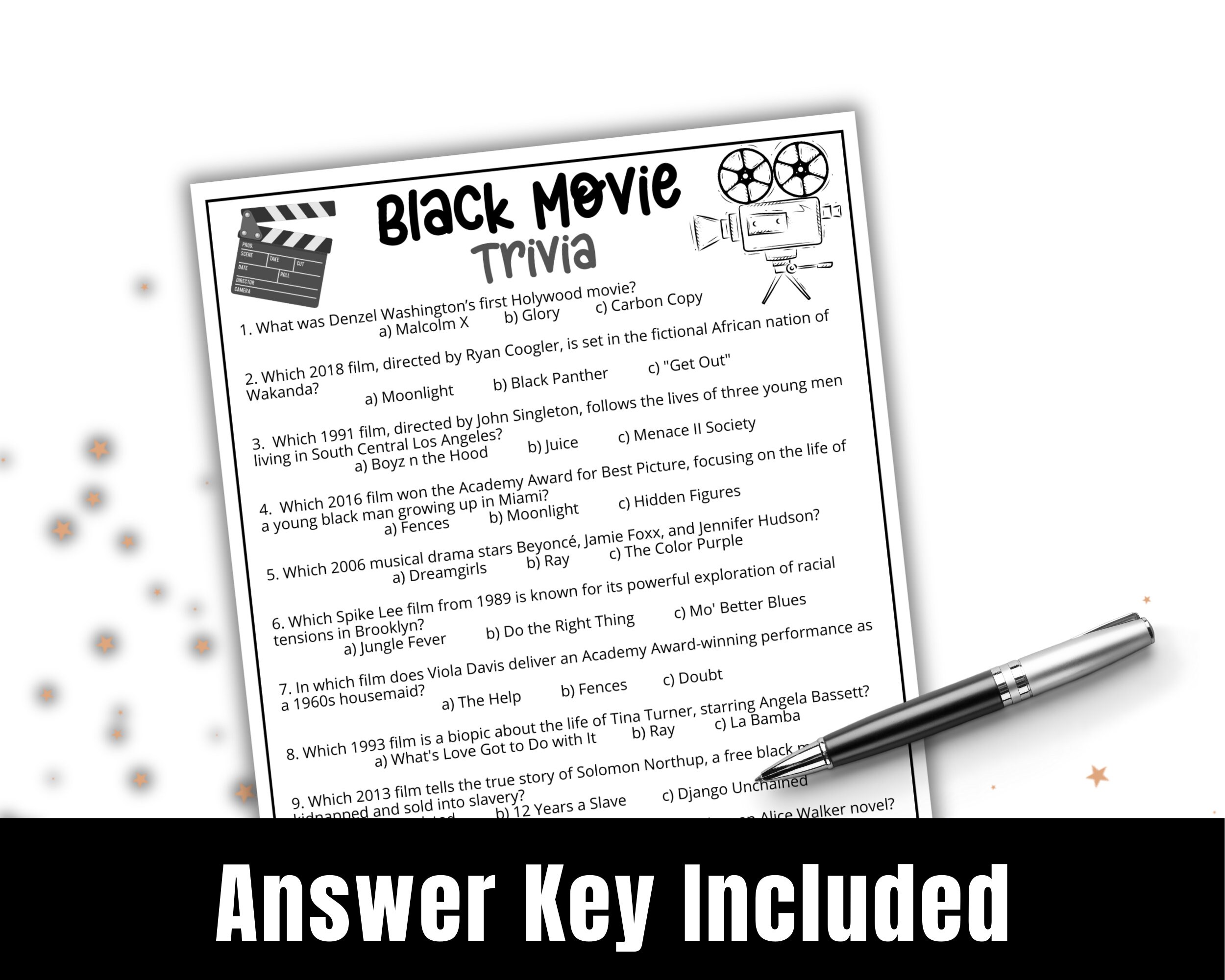 Rated Black Movie Trivia Card Game - 196 Questions On Classic Black Films From 80s, 90s, 2000s