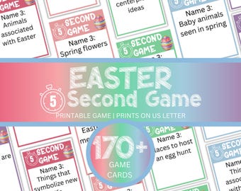 Easter 5 Second Game, Spring Activity For Kids Teens and Adults, Spring Party and Classroom Game, Printable Rain Day Game, Memory Game