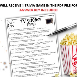 Tv Questions TV Sitcom Trivia Game, Television Trivia Quiz,printable Game for Kids ...